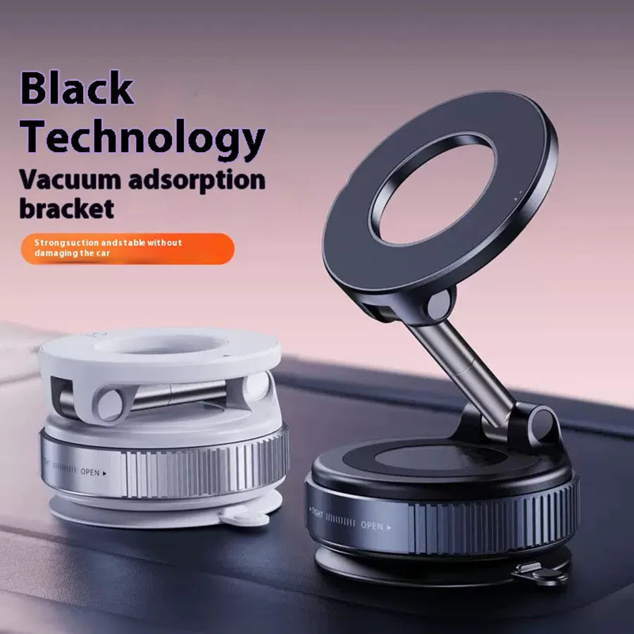 Upgraded Foldable Magnetic Car Phone Holder – N52 Magnet, 360° Rotatable, Dashboard Suction Cup, ABS, with Wrench & Mount Pad