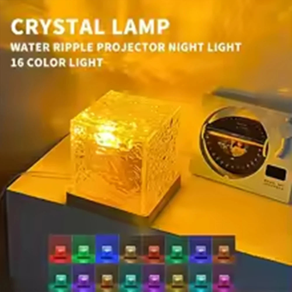 RGB 16-Color Ocean Wave Night Light with Remote — Rechargeable Aurora Projector Lamp