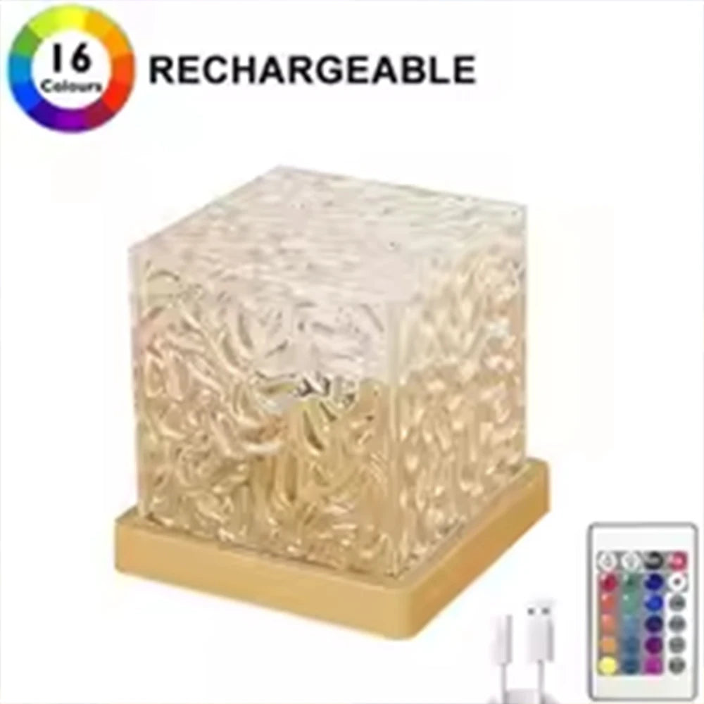 RGB 16-Color Ocean Wave Night Light with Remote — Rechargeable Aurora Projector Lamp