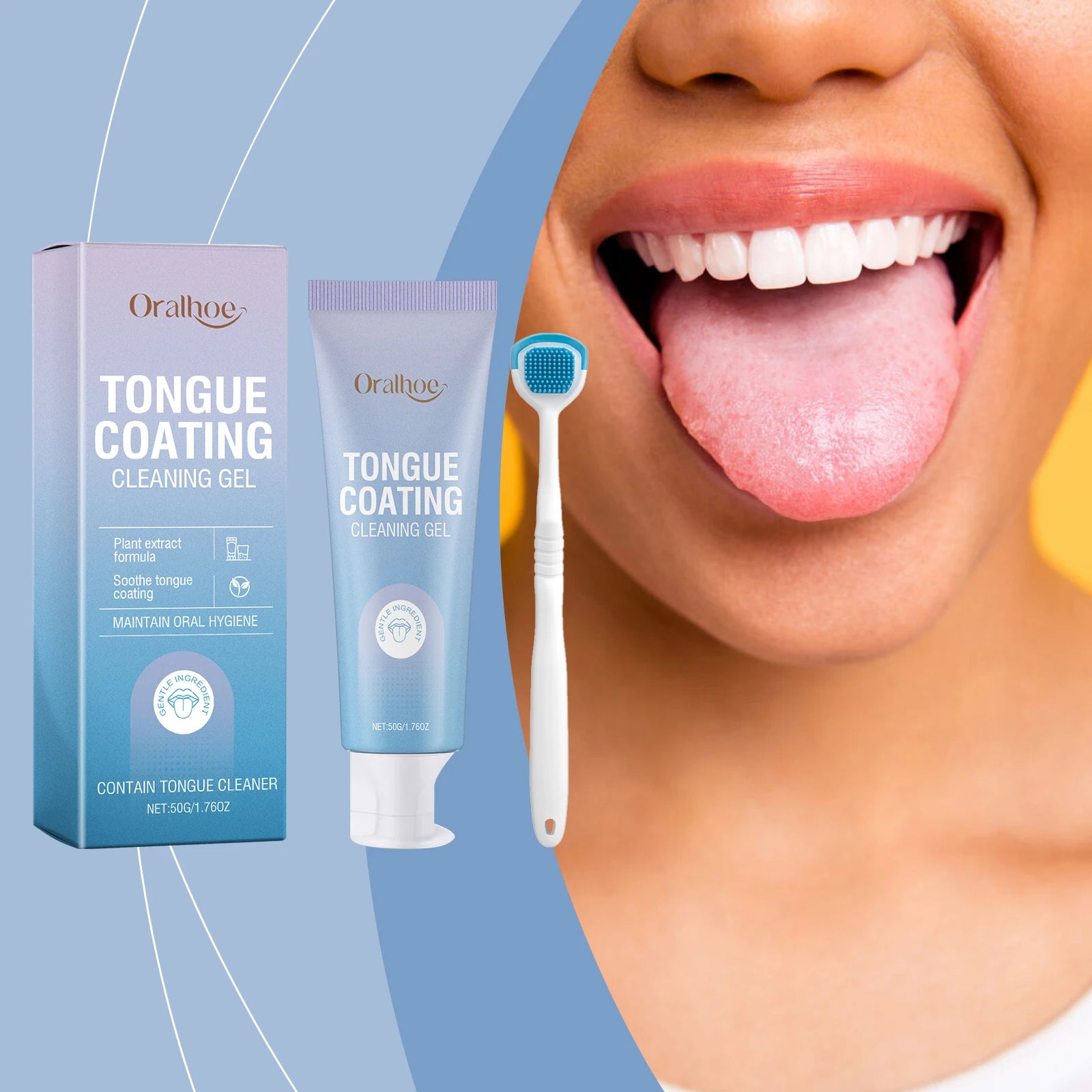 Tongue Cleaning Gel With Brush - Fresh Mouth & Bad Breath Elimination Kit