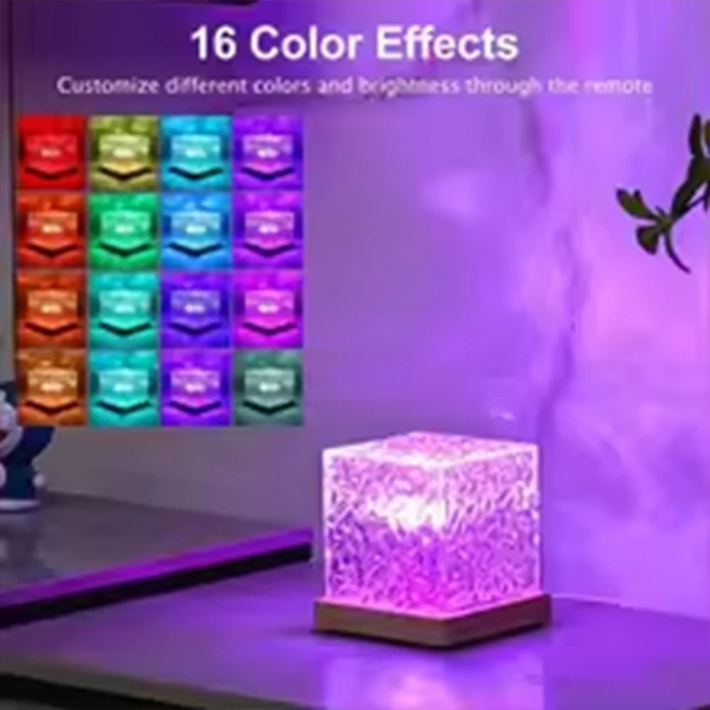 RGB 16-Color Ocean Wave Night Light with Remote — Rechargeable Aurora Projector Lamp