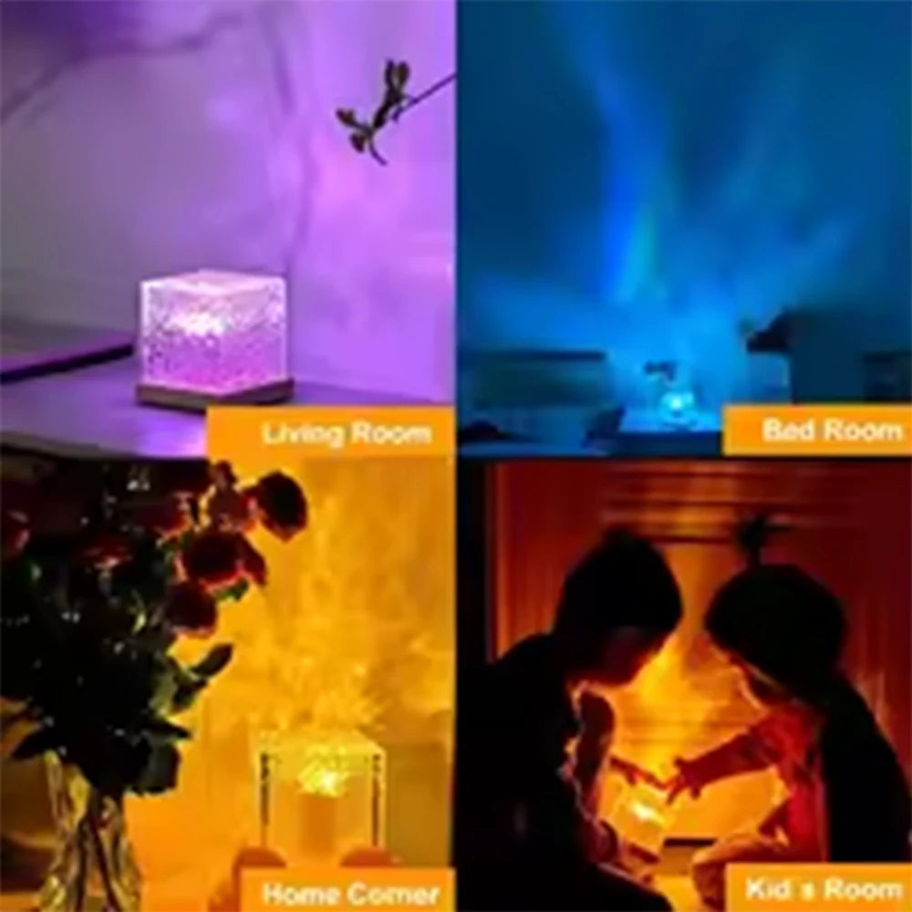 RGB 16-Color Ocean Wave Night Light with Remote — Rechargeable Aurora Projector Lamp