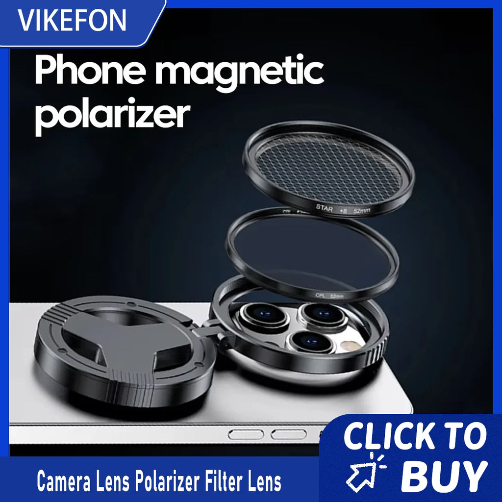 52mm CPL Polarizer Filter Magnetic Holder For iPhone 16 15 14 Pro Max Plus Andriod Smartphone for Vlogging Filter Stand bracket