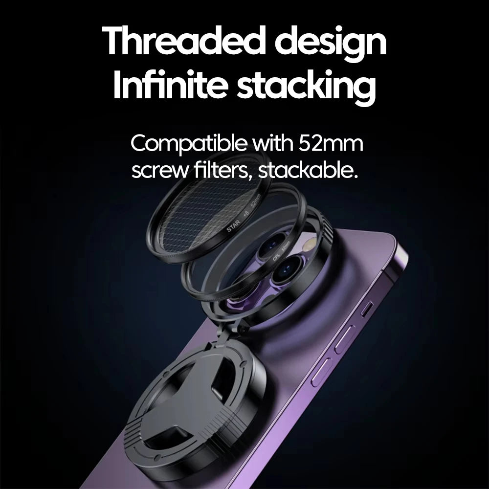 52mm CPL Polarizer Filter Magnetic Holder For iPhone 16 15 14 Pro Max Plus Andriod Smartphone for Vlogging Filter Stand bracket
